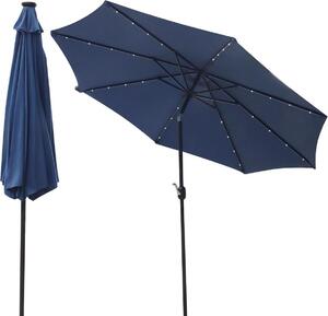 Parasol ogrodowy 300 cm z owietleniem LED - Ciemnoniebieski - Podwietlany parasol na taras i do ogrodu