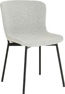 HowHomely Krzeso SABLE Beowa tkanina Bouclé - nowoczesny design, wygodne, czarne metalowe nogi