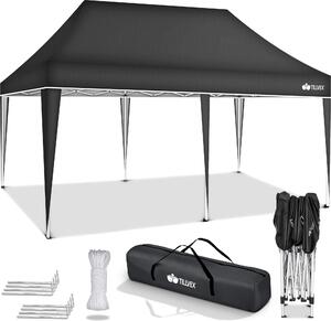 Tillvex altana 3x6m antracyt wodoodporna | skadana altana pop-up z regulacj wysokoci | namiot ogrodowy ochrona UV 50+ | namiot imprezowy z torb do ogrodu