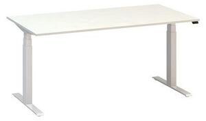 Stół biurowy z regulacją wysokości Alfa Up z białymi nogami, 160 x 80 x 61,5-127,5 cm, kolor biały