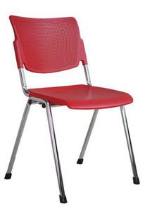 Plastikowe krzesło do jadalni MIA Chrom, czerwone