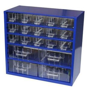 Organizer metalowy, 19 szufladek, niebieski