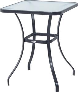 Outsunny Stolik ogrodowy szklany stolik bistro stolik balkonowy szko hartowane + metal 68,5 x 68,5 cm czarny 84B-035