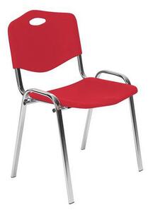 Nowy Styl Plastikowe krzesło do jadalni ISO Chrom, czerwone
