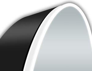 Szafka lustrzana z owietleniem Talos Oval Vento 45x80 cm czarna - Szafka lustrzana azienkowa z 2 pókami - Aluminium - Lustrzany panel tylny