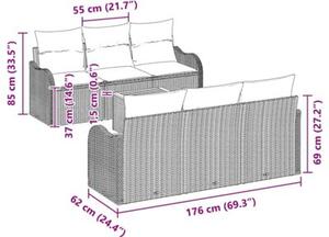 Zestaw Mebli Ogrodowych Komplet Wypoczynkowy 7-Częściowy Rattan Na Taras Balkon Ogród