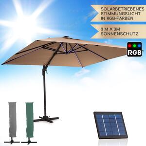 BlumfeldtArles, parasol ogrodowy, 300 x 300 cm, poliester, UPF 50+, wodoodporny, wiato LED