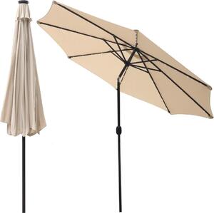Parasol ogrodowy 300 cm z owietleniem LED - Beowy - Podwietlany parasol na taras i do ogrodu