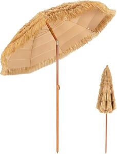 Parasol Hawaii Ø200 cm, parasol somkowy uchylny z kotwic, parasol ogrodowy odporny na promieniowanie UV, wykonany z PP i metalu, okrgy parasol na balkon (beowy)
