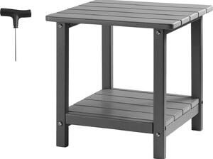 Plastikowy stolik boczny SucceBuy, 45x38x44 cm, stolik ogrodowy wykonany z HDPE z dwiema pókami, uniwersalny jako stolik nocny, stolik kawowy lub stolik dekoracyjny, idealny na patio, basen, pla, werand i do ogrodu, szary