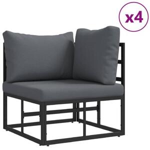 Nowoczesny modułowy zestaw sof ogrodowych z aluminiową ramą i poduszkami w kolorze czarnym - 5 miejsc