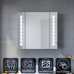 SONNI szafka z lustrem 60 × 65 cm szafka z lustrem z owietleniem i gniazdem bezmgielnym LED szafka z lustrem z aluminium dotykowym