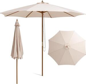 KOMFOTTEU parasol 300 cm, skadany parasol balkonowy, okrgy parasol plaowy, parasol ogrodowy na pla, balkon, beowy