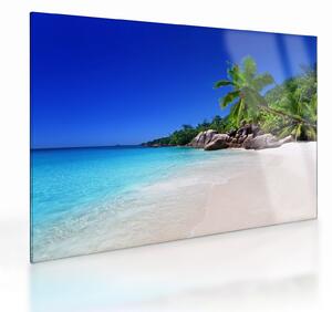 Obraz na szkle - plaża na wyspie Praslin (70x50 cm)