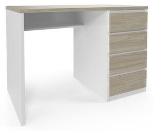 Stół biurowy Viva z szufladami z prawej strony, 110 x 76 x 60 cm, dąb oyster/biały