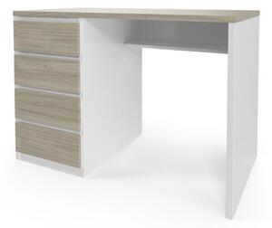 Stół biurowy Viva z szufladami z lewej strony, 110 x 76 x 60 cm, dąb oyster/biały