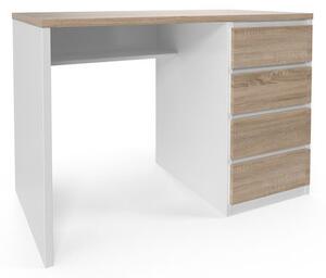 Stół biurowy Viva z szufladami z prawej strony, 110 x 76 x 60 cm, dąb sonoma/biały