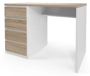 Stół biurowy Viva z szufladami z lewej strony, 110 x 76 x 60 cm, dąb sonoma/biały