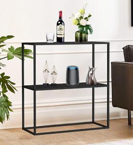 DanDiBo Konsola metalowa czarna wska z 2 poziomami Nowoczesna póka 80x80x25 cm Póka stojca 96473 Metalowa póka z pók