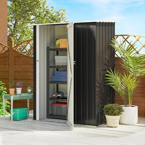 Domek narzdziowy metalowy Outsunny 1,07 m² z dachem dwuspadowym, 142 x 84 x 189 cm, z zamykanymi drzwiami, domek ogrodowy, domek ogrodowy ciemnoszary