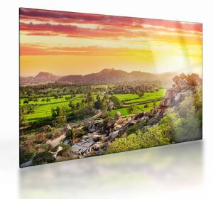 Obraz na szkle - dolina Hampi w Indiach (70x50 cm)