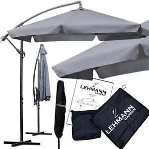 Parasol ogrodowy z wysignikiem Lehmann Vihma szary skadany z regulacj wys. 350 cm szer