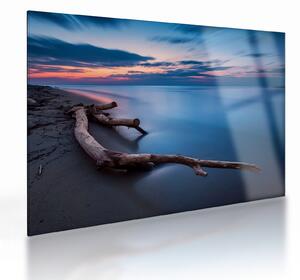 Obraz na szkle - plaża o zachodzie słońca (70x50 cm)