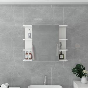 ML-Design szafka z lustrem do azienki biaa 80x64x21cm, szafka azienkowa z lustrem, drzwiczkami i 8 pókami, duo miejsca do przechowywania, szafka azienkowa wykonana z drewna MDF