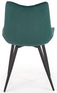 Krzesło tapicerowane K388 z przeszyciami - ciemny zielony