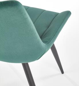 Krzesło tapicerowane K388 z przeszyciami - ciemny zielony