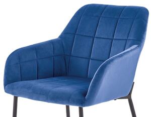 Krzesło fotelowe K305 tapicerowane - granatowe / czarne nogi
