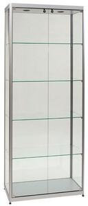 Szklana gablota produktowa Manutan, 200 x 80 x 40 cm, srebrna