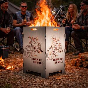 TiKo design kosz na ognisko z motywem siekacza - Born to be wild - 2-krotne laserowanie, demontowalny, dekoracja ogrodu, kosz na ognisko i siedzisko