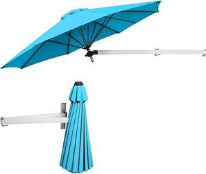 KOMFOTTEU parasol cienny z regulacj wysokoci i kta nachylenia, parasol na cianie oszczdzajcy miejsce i skadany, parasol wspornikowy 250 cm z ochron przeciwsoneczn i ochron przed warunkami atmosferycznymi, parasol balkonowy do uytku na zewntrz