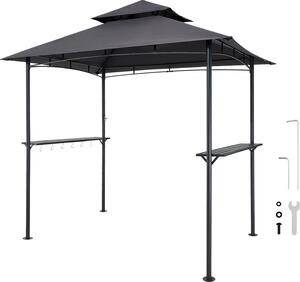 Altana grillowa VEVOR, 2430x1500x500 mm, obudowa grilla do grillowania na zewntrz, 2-poziomowa obudowa altany grillowej, altana ogrodowa z podwójnym dachem dla 2-4 osób, idealna na patio, podwórko i do ogrodu