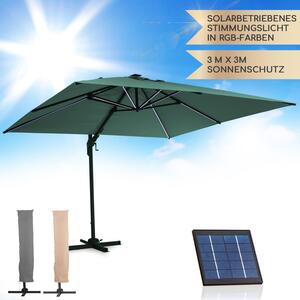 BlumfeldtArles, parasol ogrodowy, 300 x 300 cm, poliester, UPF 50+, wodoodporny, wiato LED