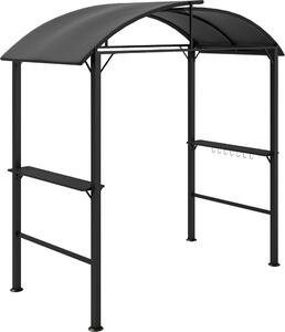 Pawilon ogrodowy Outsunny BBQ 233 x 110 x 235 cm Wiatroodporny pawilon ogrodowy z podwójnym dachem, pókami, altanami ogrodowymi z ochron UV, pawilon BBQ ze stali, namiot ogrodowy na imprez BBQ, ciemnoszary