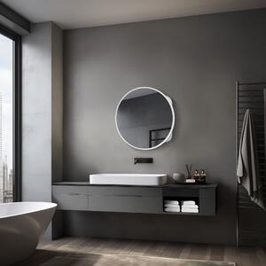 Szafka lustrzana z o?wietleniem Talos Mira Ø60 cm - szafka ?azienkowa z lustrem z 2 pó?kami - aluminium - tylna ?ciana lustrzana