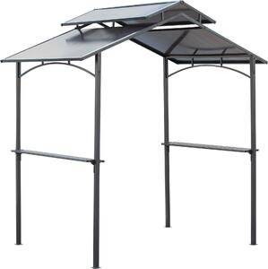 Altana grillowa Outsunny z dachem trudnopalnym, altana grillowa z 2 pókami, 2,5 x 1,5 m, stal PC, czarno-brzowa