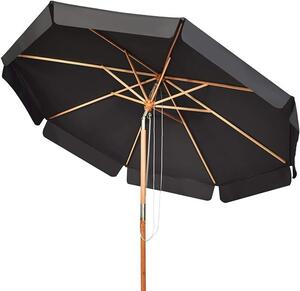 Parasol KOMFOTTEU 3M, parasol ogrodowy wykonany z drewna bukowego, uchylny, parasol tarasowy wodoodporny i chronicy przed socem, parasol plaowy z 8 rozpórkami