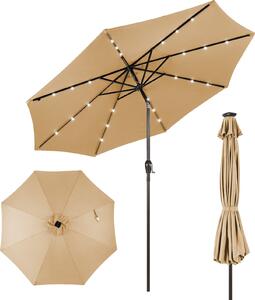 KOMFOTTEU parasol 300 cm z LED, skadany parasol ogrodowy, parasol tarasowy z korb i 8 ebrami i ochron przeciwsoneczn, parasol wspornikowy do ogrodu, balkonu