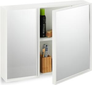 Szafka azienkowa Relaxdays z lustrem, dwudrzwiowa, z lustrami po obu stronach, wymiary: 50 x 65 x 15,5 cm, wiszca szafka azienkowa, biaa