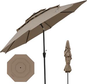 KOMFOTTEU 3-poziomowy parasol, parasol ogrodowy skadany pod ktem 45°, parasol tarasowy z ochron przeciwsoneczn i powok PA, parasol balkonowy do ogrodu, patio, na podwórko