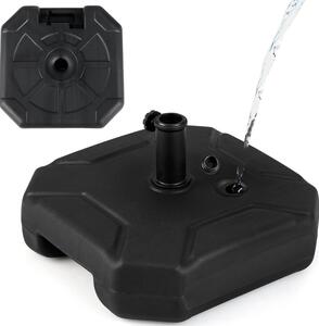 KOMFOTTEU Kwadratowy stojak na parasole Ø38 mm i Ø48 mm, stojak na parasole do uytku na zewntrz, wykonany z HDPE i metalu, uchwyt na parasol wodny lub piaskowy z korbk, czarny