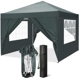 Skadana altana 3x3m Skadana altana Pop Up z 4 cianami bocznymi, wodoodporna, ochrona UV 50+ Namiot ogrodowy Namiot imprezowy, ciemnoszary