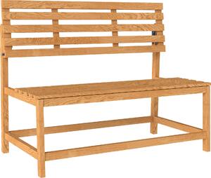 Drewniana awka ogrodowa Outsunny 2-osobowa, awka odporna na warunki atmosferyczne, meble ogrodowe odporne na promieniowanie UV z rozkadanym oparciem, awka parkowa o nonoci 240 kg, drewniana awka na balkon, taras, do ogrodu, 110x61x89cm, teak