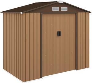 Domek ogrodowy Outsunny 2,42 m², z dachem dwuspadowym, drzwiami przesuwnymi, fundamentem, 213 x 130 x 185 cm, ocynkowany stalowy domek narzdziowy, odporny na warunki atmosferyczne, do ogrodu, óty