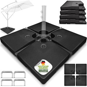 Tillvex® Stojak na parasol czarny 90 litrów / 120 kg - 4-czciowy do parasola wspornikowego z metalowym cznikiem | waga parasola moe by wypeniona wod lub piaskiem | stojak na parasol wspornikowy stojak na parasol odporny na warunki atmosferyczne