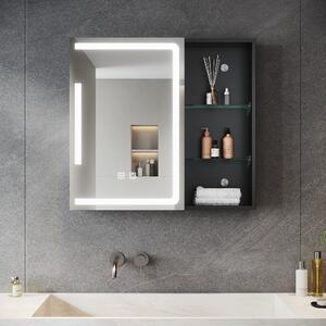 SONNI Jednodrzwiowa szafka z lustrem 65x60x13 cm z podwójnym przecznikiem dotykowym Regulowane wiato i ciemne wiato Trzy temperatury barwowe z funkcj przeciwmgieln