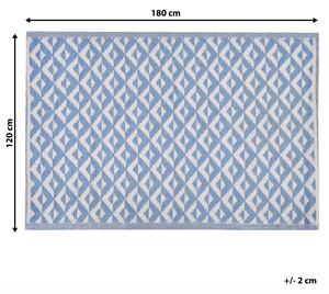 Dywan zewnętrzny materiał syntetyczny geometryczny wzór 120 x 180 cm niebieski Bihar Beliani
